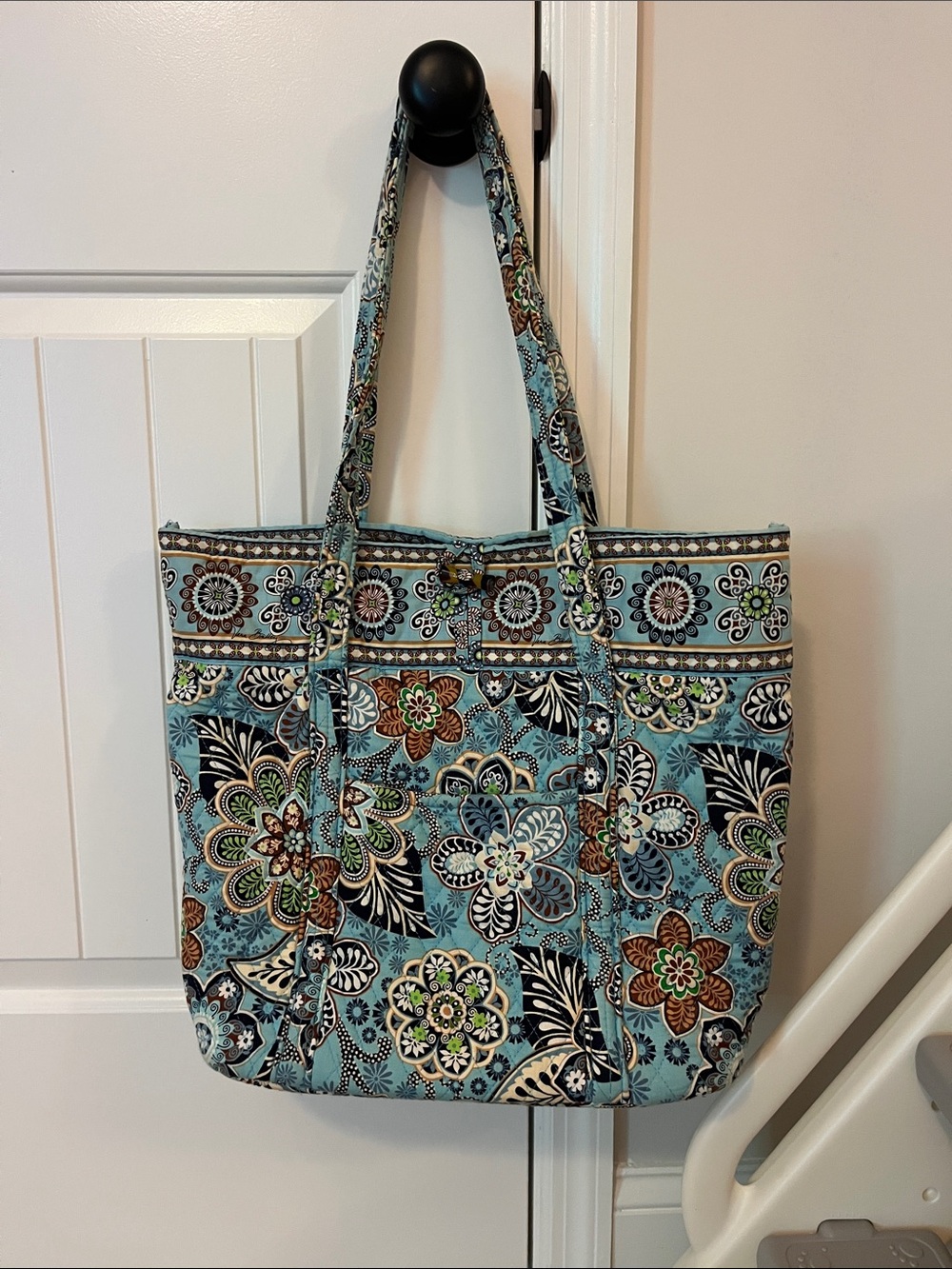 Vera Bradley Aqua Floral Quilted Tote